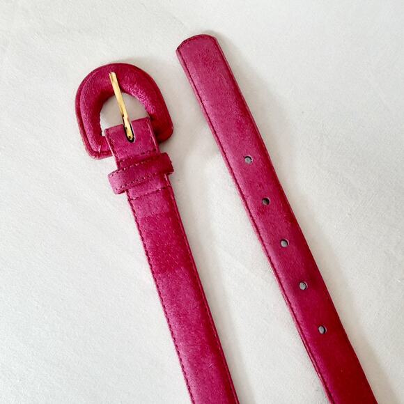 Strawbridge Clothier Fuchsia Pig Suede Belt Small Waist PVC Backing - Picture 6 of 11